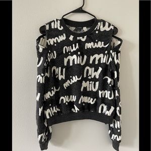 MIU MIU Black and White Women's Cold Shoulders Sweater Size S